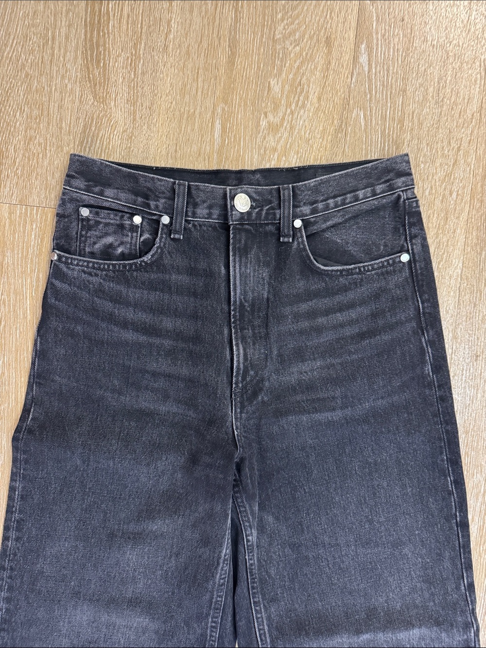rag & bone Wide-Leg Jean High-Rise Denim Jeans Washed Black Size 27 - Picture 4 of 8